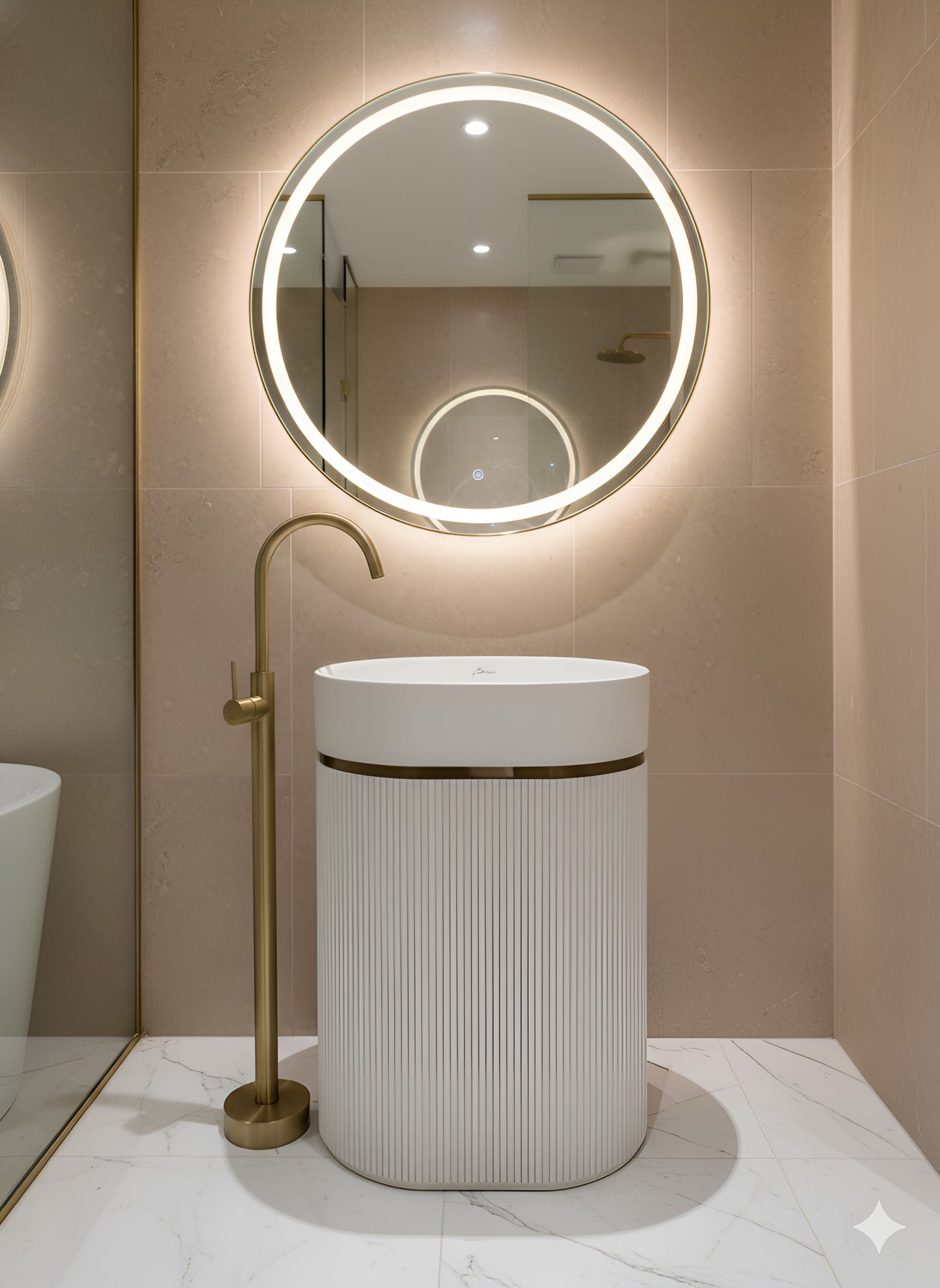Brizzio PS-6907-W Freestanding Ceramic Basin